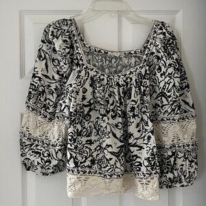 Christian Siriano Monochrome Floral Top